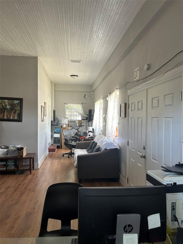 living room with hardwood / wood-style floors