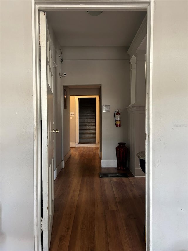 hall featuring wood-type flooring