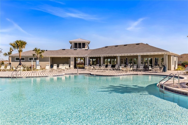 community pool with a patio