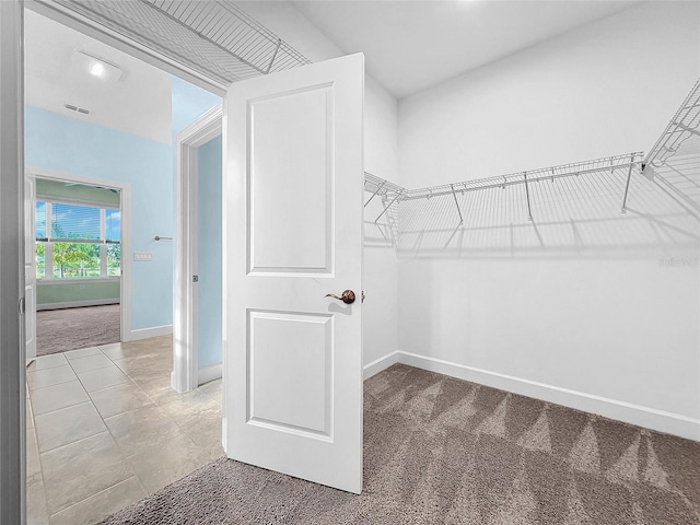 spacious closet with carpet flooring