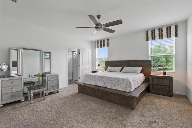 bedroom featuring ceiling fan and carpet flooring