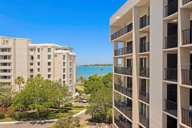 view of property with a water view