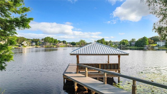 view of dock featuring a water view