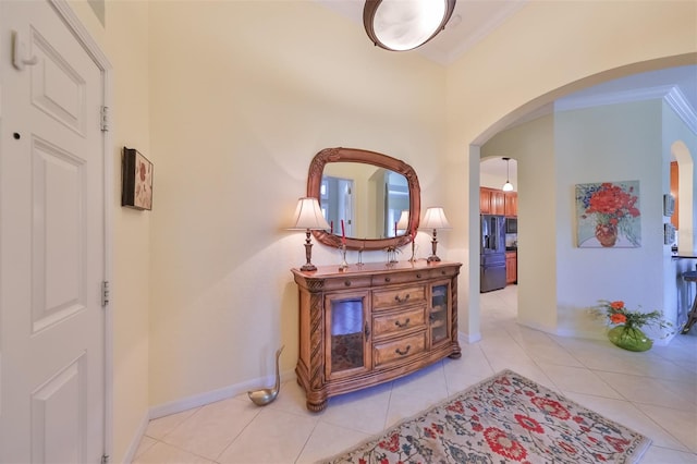 interior space featuring crown molding