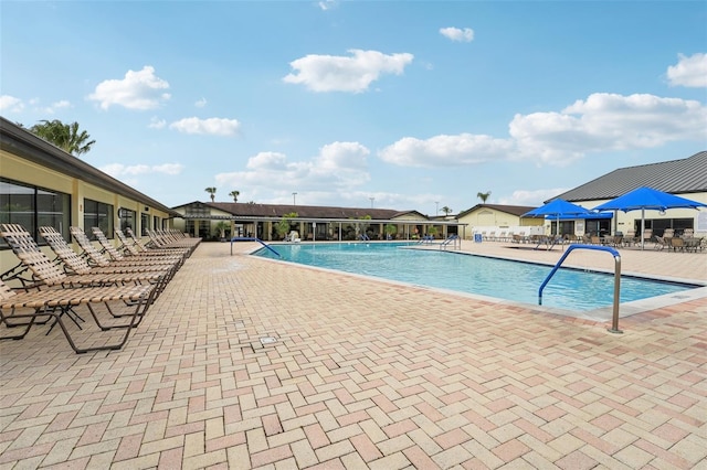 view of pool featuring a patio area