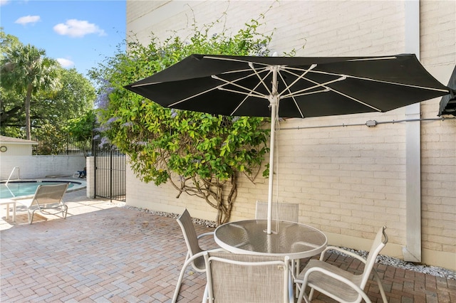 view of patio with a fenced in pool