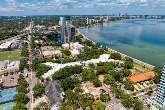 bird's eye view featuring a water view