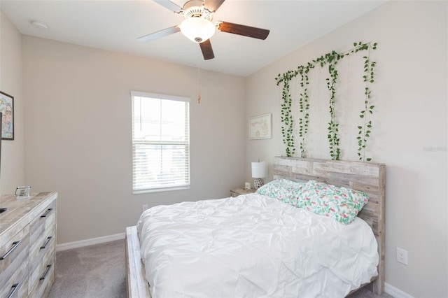 bedroom with carpet flooring and ceiling fan