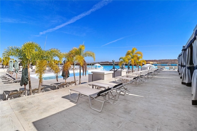 view of patio / terrace with a water view