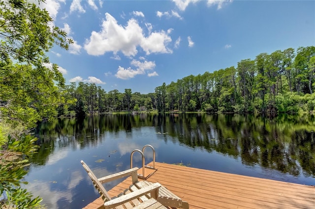 view of dock featuring a water view