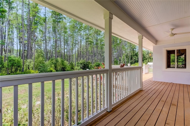 deck featuring ceiling fan