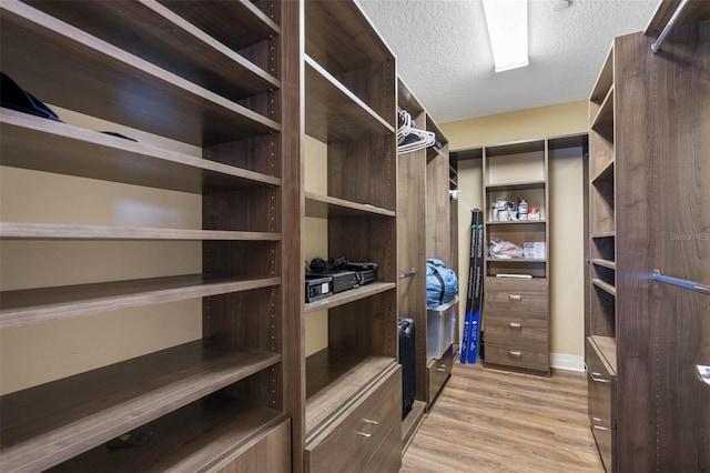 spacious closet with light hardwood / wood-style floors