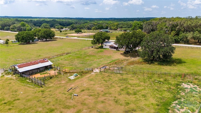 drone / aerial view with a rural view