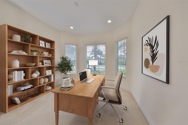 view of carpeted office space