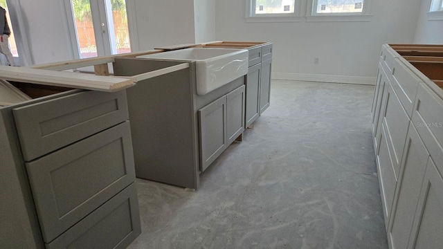 kitchen with gray cabinetry