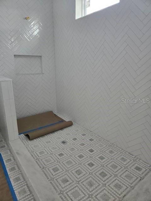 interior space with walk in shower