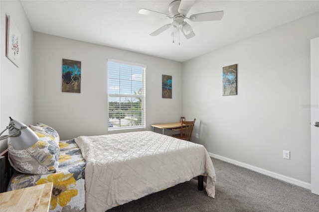 bedroom with carpet and ceiling fan