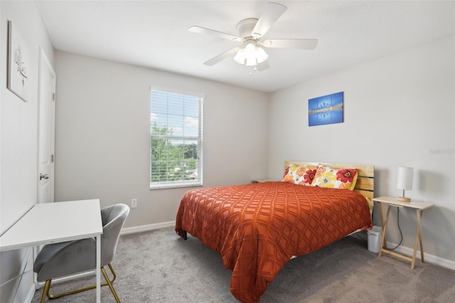 bedroom with carpet and ceiling fan