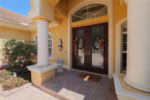 property entrance with french doors