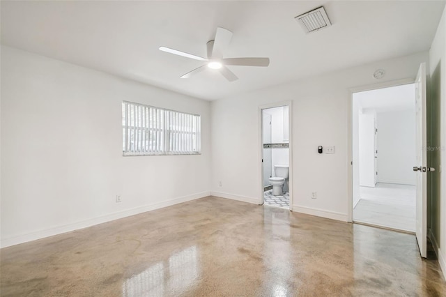 spare room with ceiling fan