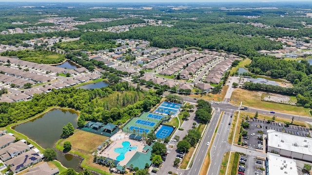 bird's eye view featuring a water view