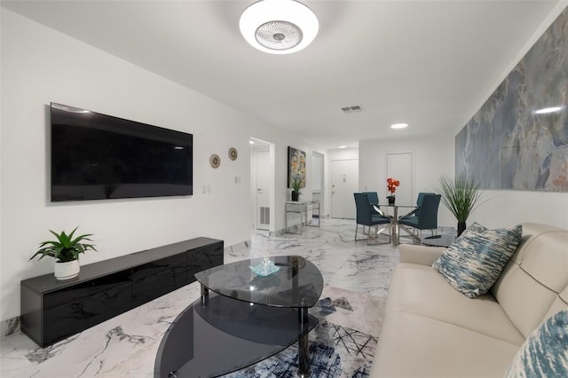 tiled living room with tile walls