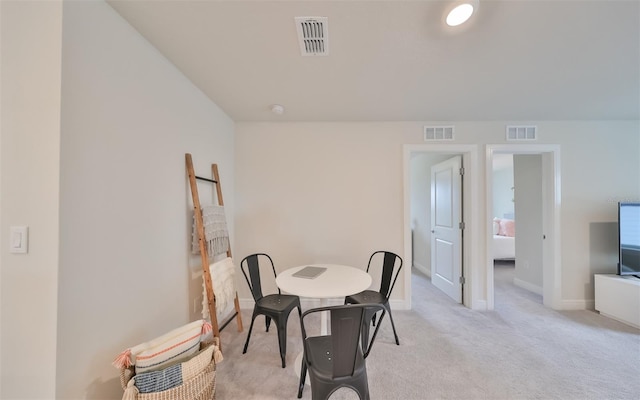 view of carpeted dining room