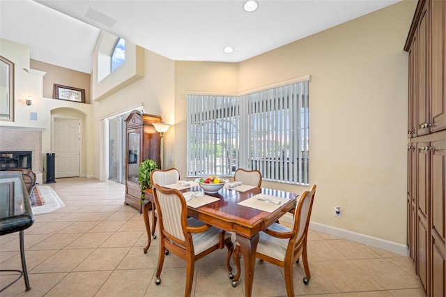 dining room featuring light tile patterned flooring