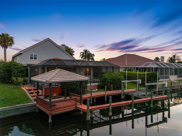 5510 E Longboat Blvd, Tampa, FL 33615 - exterior space featuring boat lift and a lanai