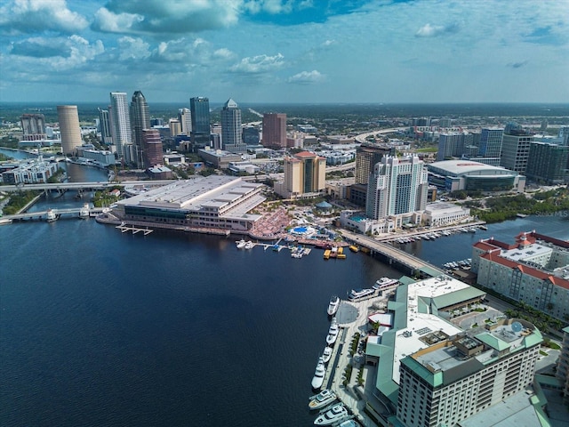 bird's eye view featuring a water view