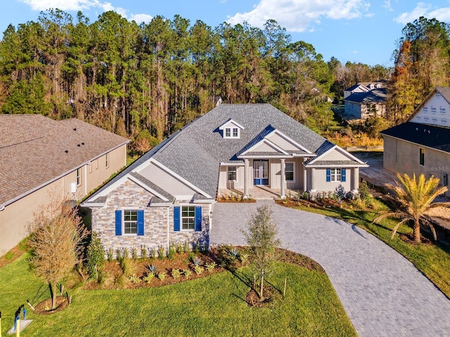 view of front of house with a front lawn