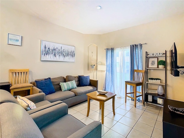 view of tiled living room