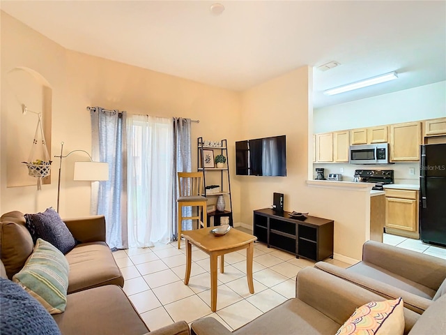 view of tiled living room