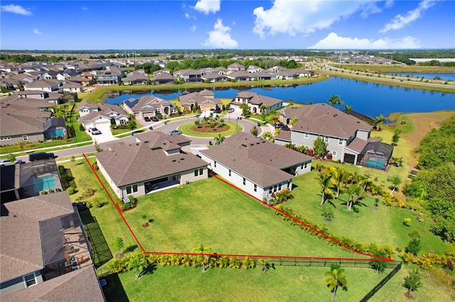 bird's eye view featuring a water view