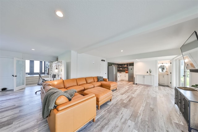 living room with light wood-type flooring