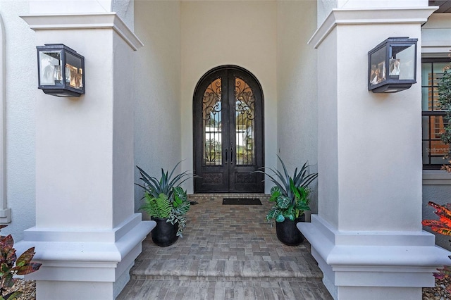 property entrance with french doors