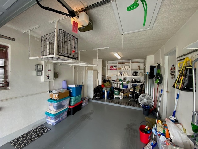 garage with a garage door opener