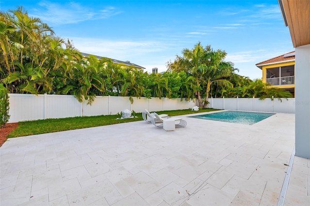 view of swimming pool featuring a patio area