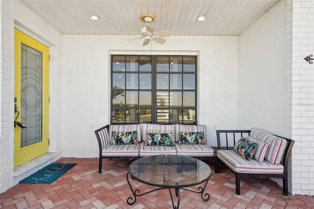 view of patio with ceiling fan