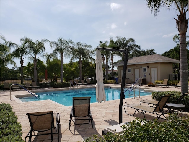 view of pool featuring a patio area