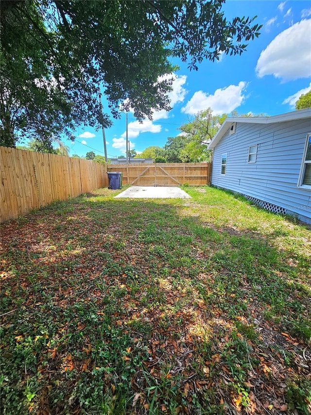 view of yard with a patio area