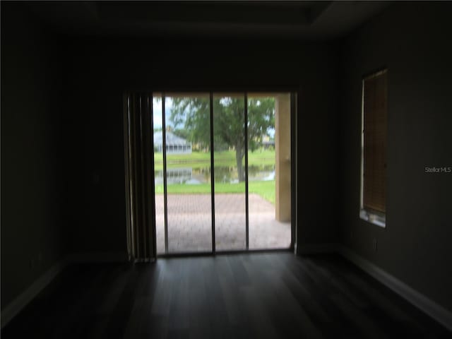 spare room featuring dark hardwood / wood-style floors