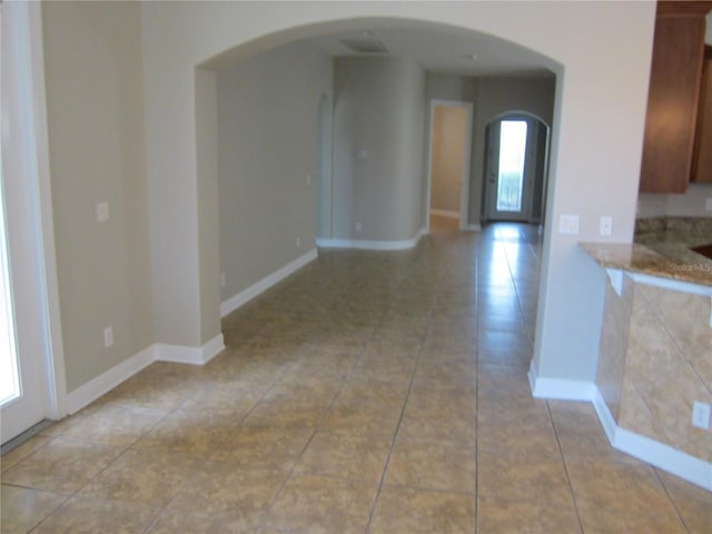 interior space with tile floors