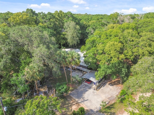 drone / aerial view with a forest view