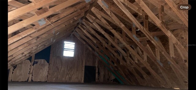 view of unfinished attic