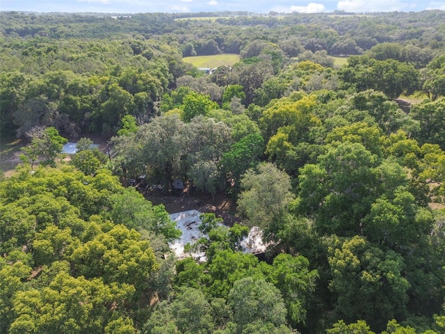 drone / aerial view with a forest view