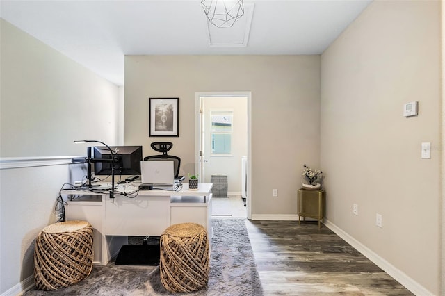 office area featuring dark hardwood / wood-style flooring