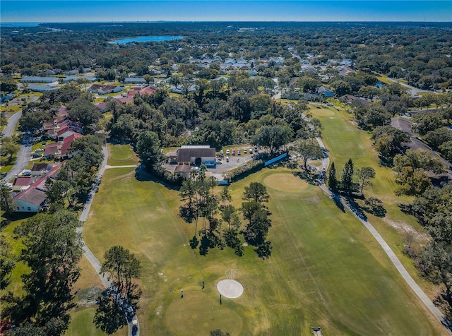 bird's eye view with view of golf course