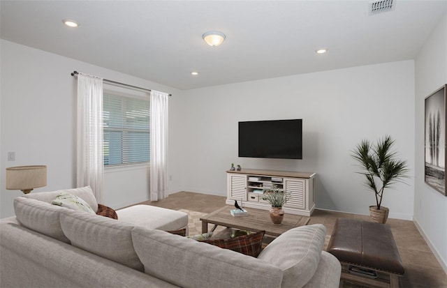 view of tiled living room