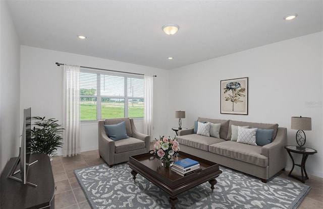 view of tiled living room